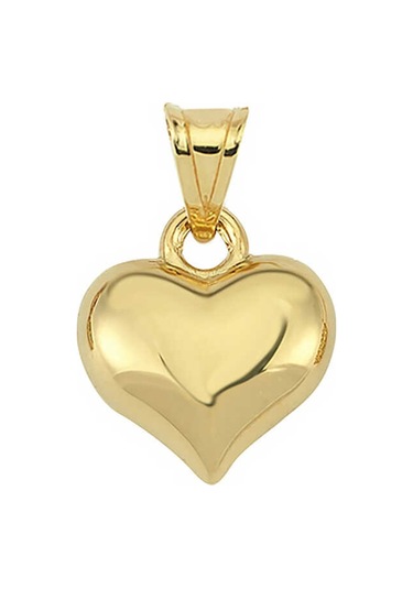 Lucky Life Gümüş 3 Boyutlu Gold Kalp Kadın Kolye Ucu Gümüş