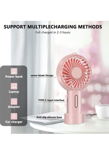 Mini El Tipi Vantilatör, 3 Hız Ayarlanabilir Açılı, Taşınabilir El Akrilonitril Bütadien Stiren