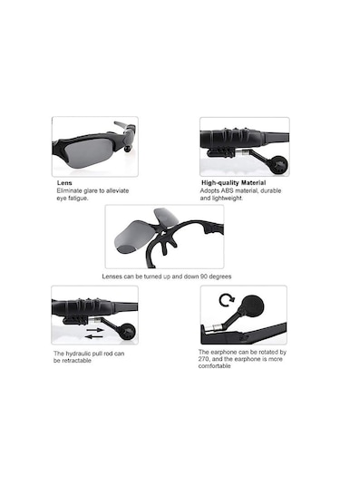 Folinda Domary Polarize Güneş Gözlüğü, Bluetooth Kulaklık, Mikrofonlu Elliksiz Arama, Müzik Kontrol, Outdoor Sporlar İçin Sürüş, Yürüyüş, Golf