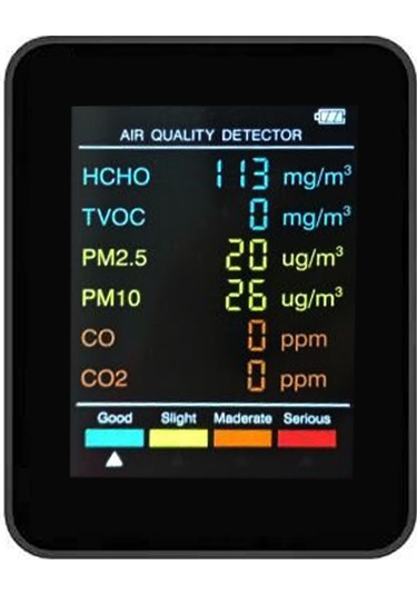 Lepmerk 6 1 Pm2.5 Pm10 Hcho Tvoc Co Co2 Çok Fonksiyonlu Hava Siyah