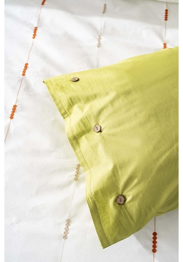 Victoria Yeşil Çift Kişilik Nakışlı %100 Pamuklu Nevresim Takımı 6 Parça Çeyiz Seti