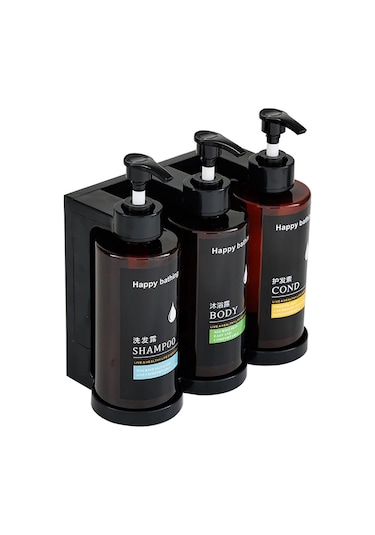 3pcs-amber-duş Şampuan Dispenseri Seti 3x300ml Duvara Monte Pompa Şampuan Kremi Vücut Konteyner Dispenseri Tutucu İle