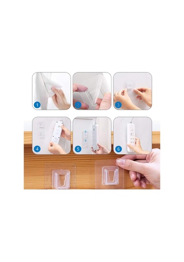 Pufai Çift Taraflı Yapışkanlı Şeffaf Askı Askılık 40 Set 80 Parç Şeffaf