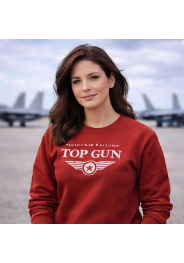 Top Gun Baskılı Sweat Kırmızı Kırmızı