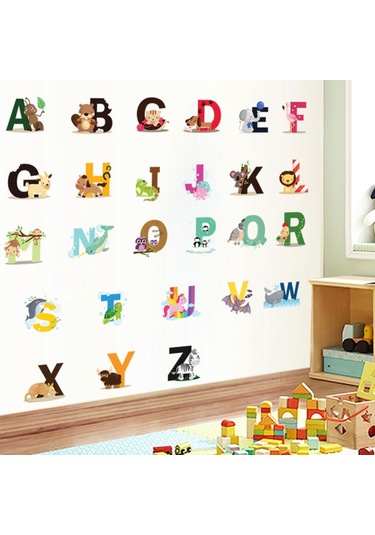 Yaozixia Alfabe Şekilli Duvar Çıkartmaları Kendin Yap Harf Temalı Erkek Çocuk Odası Duvar Çıkartmaları Çıkarılabilir Vinil Duvar Sanatı Dekoru Ev Anaokulu Kreş Dekorasyonları Çok Renkli