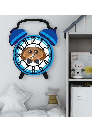 Bk Gift Kişiye Özel Hayvan Figürlü Retro Çalar Saat Tasarımlı Kabartma Figürlü Ahşap Çocuk Duvar Saati-15, Ev Dekoru, Çocuk Odası Aksesuar Bitmeyencom Çok Renkli