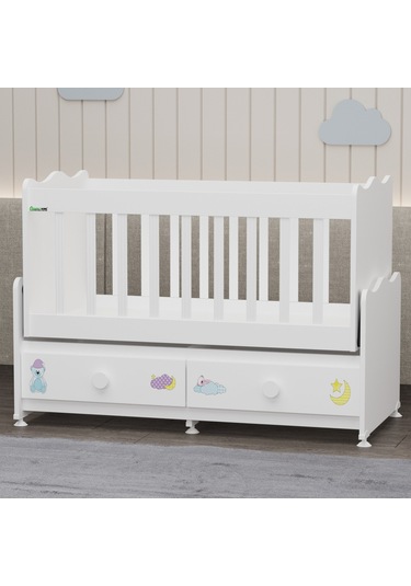 Elegant Mdf Çıtalı Beşik + Şifonyer - Uykucu Beyaz