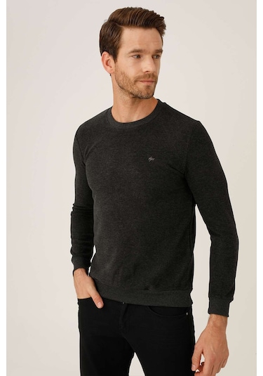 İgs Erkek Antrasit Standart Bisiklet Yaka Triko Antrasit