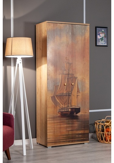 Nora Okyanus / 5 Raflı 2 Kapaklı Çok Amaçlı Mutfak Dolabı Banyo Dolabı Çok Amaçlı Dolap