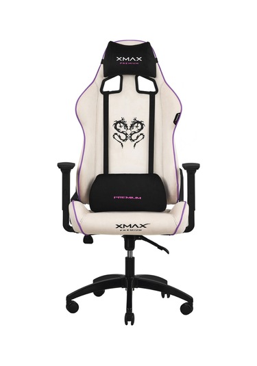 Rio Plus Balerion Terletmez Kadife Kumaş Beyaz Gaming Oyuncu Koltuğu -4 Beyaz