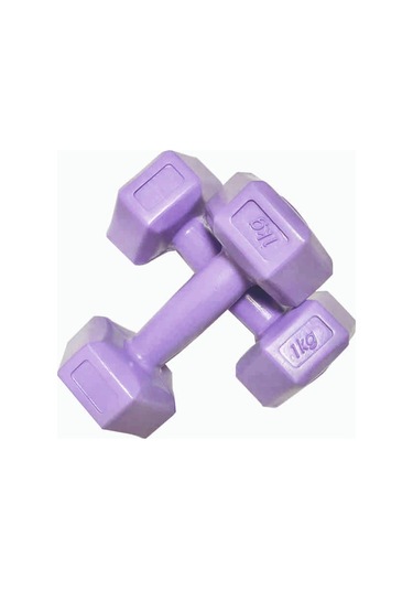 Leyaton Vinyl Kaplı Mor Dambıl 1 KG x 2 Adet