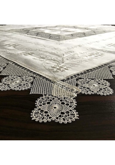 Çeyizlik Ipek Dokuma Iğne Oyalı Fiskos %100 Ipek El Işçiliği