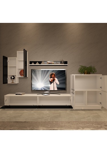 Decoraktiv Eko 6b Mdf Std Tv Ünitesi Tv Sehpası Beyaz - Siyah