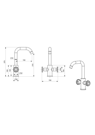 Vistablack Lavabo Bataryası Siyah Siyah