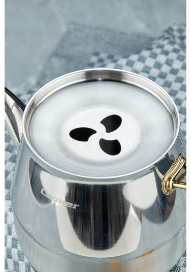 Everest 18/10 Paslanmaz Çelik Aile Boy Çaydanlık 1,40 L Demlik 2,75 L Alt Hazne Yeşil