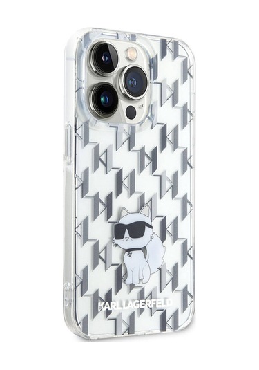Apple Uyumlu iPhone 15 Pro Max  Kılıf Karl Lagerfeld Iml C Monogram Lisanslı Kapak Şeffaf