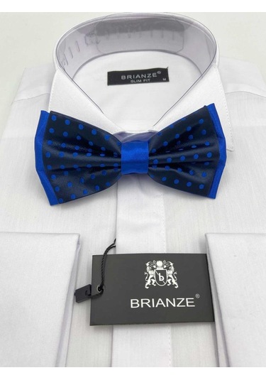 Brianze Saks Mavi Noktalı Lacivert Papyon Saks Mavi - Lacivert