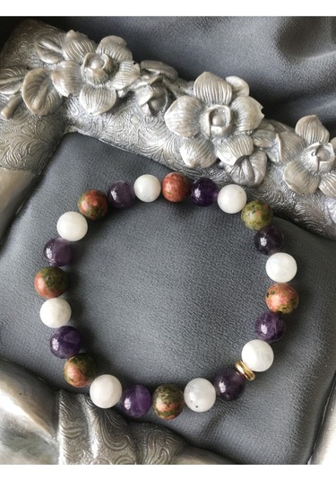 Unakit-aytaşı-ametist Bileklik Çok Renkli