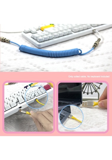 Sones Ajazz Al60 Usb - Type-c/usb-c Klavye Uzatma Hattı Tek Delikli Konnektör, Kablo Uzunluğu: 2,3 M Şeftali Pembesi