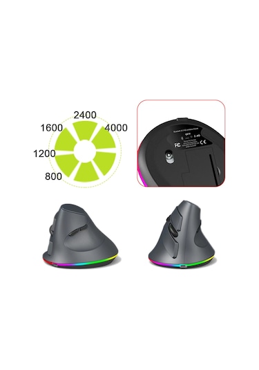 Reedark Dikey Kablosuz Oyuncu Mouse Programlanabilir  2.4g Kablosuz+bt Bağlantısı Ergonomik Tasarım