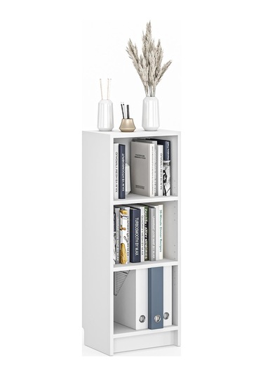 Bili Kitaplık 3 Raflı Çok Amaçlı Ofis Salon Çalışma Odası Kütüphane Rafı Beyaz Beyaz