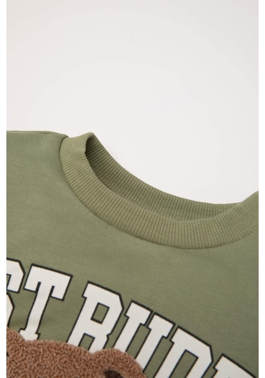 DeFacto Erkek Bebek 2'li Takım Bisiklet Yaka Ayıcık Baskılı Sweatshirt Beli Lastikli Pantolon D5402A524WNKH461 Haki DeFacto Erkek Bebek 2'li Takım Bisiklet Yaka Ayıcık Baskılı Sweatshirt Beli Lastikli Pantolon D5402A524WNKH461 Haki