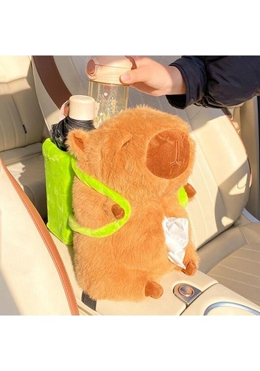 Createtech Suntek Peluş Capybara Araba Doku Çöp Kutusu Gs Çok Renkli