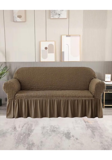 Upmall Bürümcük Koltuk Örtüsü Kanepe Örtüsü 3lü A.kahve Açık Kahve
