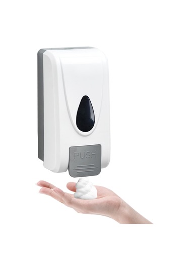 Symbee Beyaz Duvar Tipi G-7103 1000ml Manuel Köpük Sabun Dispenseri Delme Aksesuarları Ve Anahtar İçerir Beyaz - Gri