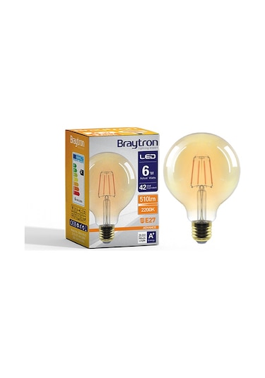 Braytron Led Rustik Flamanlı Ampül 6w G95 E27 - Bb47-00620