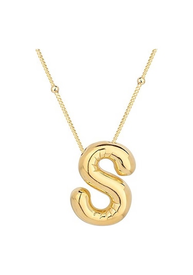 Gumush  Gümüş Gold Balon S Harfi Kadın Kolye