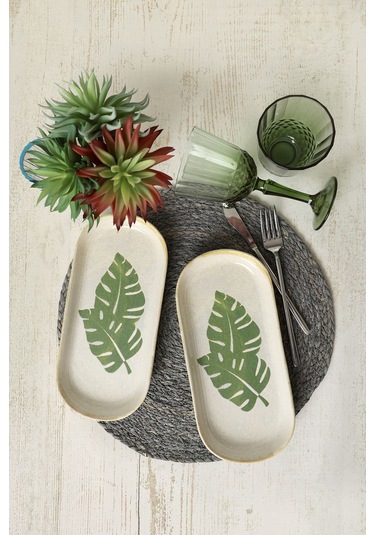 Keramika Forest Noyan Kayık Tabak 26 Cm 2 Adet 22727 Yeşil