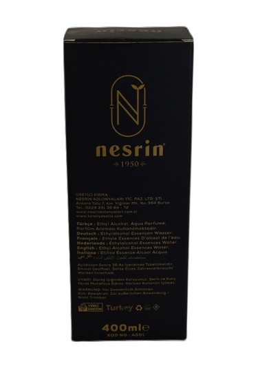 Nesrin 80 Derece Özel Seri Kutulu Pet Şişe Amber Kolonyası 400 ML