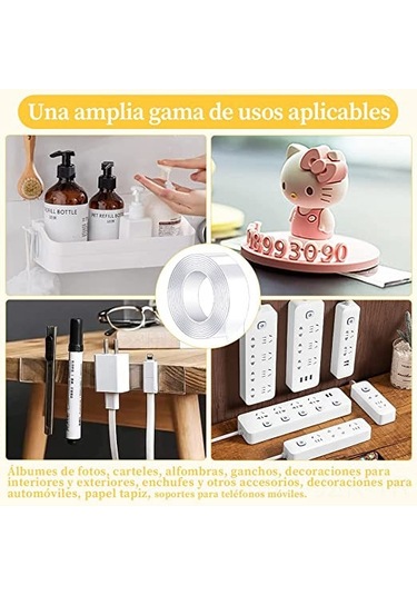 Geeroyoo 5m Yenilenebilir Suya Dayanıklı Nano Çift Taraflı Bant - Duvar, Halı Sabitleyici, Mutfak Ve Dış Mekan Uygun, İz Kalmaz, Kırpılabilir, Kauçuklu Tutucu Diğer