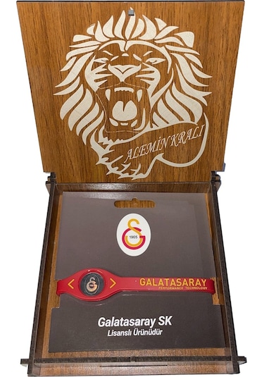 Galatasaray Lisanslı Gs Performans Kırmızı Bileklik Ahşap Kutulu 001