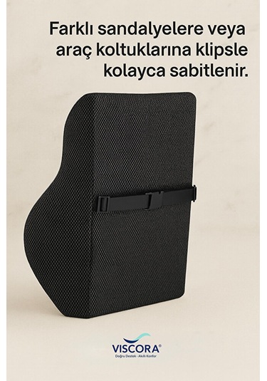 Vıscora Masaj Sistemli Ortopedik Sırt Minderi Omurga Dostu Ergonomik Bel Desteği Siyah