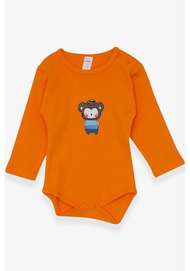 Breeze Erkek Bebek Çıtçıtlı Body Ayıcık Baskılı 9 Ay-3 Yaş, Turuncu