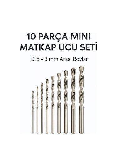 Merttools 10 Parça Mini Matkap Ucu Seti 0,8 Mm 3 Mm Arası Boylar