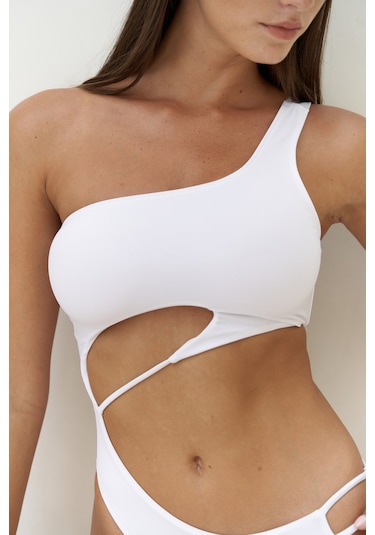 Donnalee Asimetrik Tek Omuz Beyaz Mayokini Çok Renkli