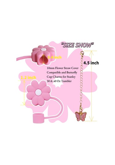 Youtek 6'lı Gümüşlü Silikon Bardak Kılıfı Seti: Renkli Çiçek Ve Kelebek Charmlı, Toz Ve Dökülme Koruyucu, Okul Ofis Dış Etkinlikler İçin Çok Renkli