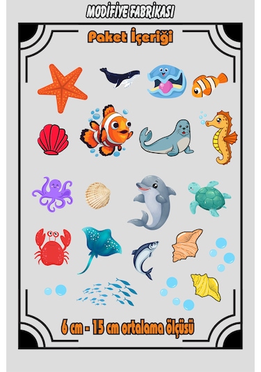 Sevimli Deniz Canlıları Temalı Banyo Duvar Stickerı Mavi