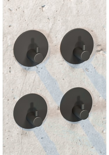 Zift Unique 4 Adet Paslanmaz Çelik Siyah Banyo/Bornoz/Havlu Askısı Siyah