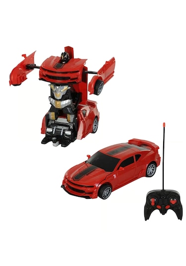 Oyuncak Uzaktan Kumandalı Araba Transformers Tarzı Robota Dönüşen Oyuncak Araba Mustang Kırmızı