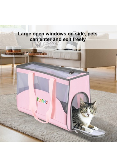 Funadd Portable Breathable Pet Bag Outdoor Shoulder Tote Bag Pembe