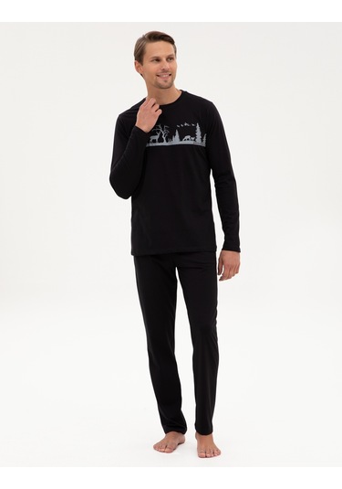 Pierre Cardin Erkek Siyah Pijama Takım 50322636-001 Siyah