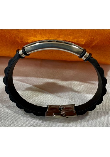 Firuze Gümüş Çelik Siyahlı Kordonlu Bileklik F16002004