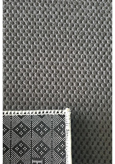 Antrasit Gri Kaymaz Tabanlı Kesme Yolluk Kabartmalı Koridor Mutfak Salon Halısı