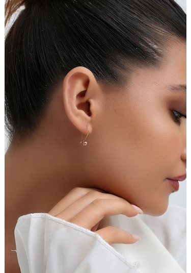Altınkesesi 8 Ayar Altın Sade Çengelli Top Küpe 5 Mm Sarı