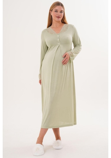 Mecit Pijama Mecit 6305 Yeşil Hamile Lohusa Gecelik