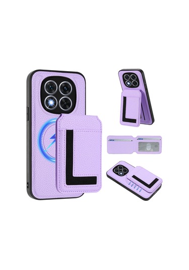 Redmi Note 14 Pro 5g Cx01 Çıkarılabilir Magsafe Manyetik Kart Çantası Telefon Kılıfı Açık Mor